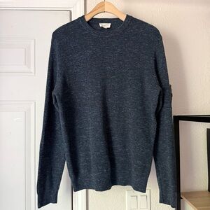 OCTOBRE‎ EDITIONS Blue cotton linen crew neck long sleeve pullover sweater
